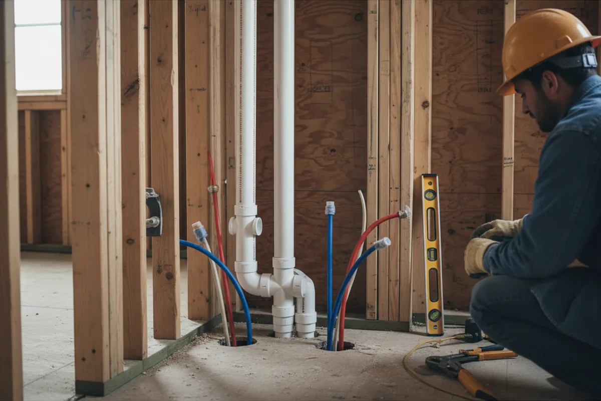 Drain and supply rough-in during Leak Detection in Roxbury Crossing